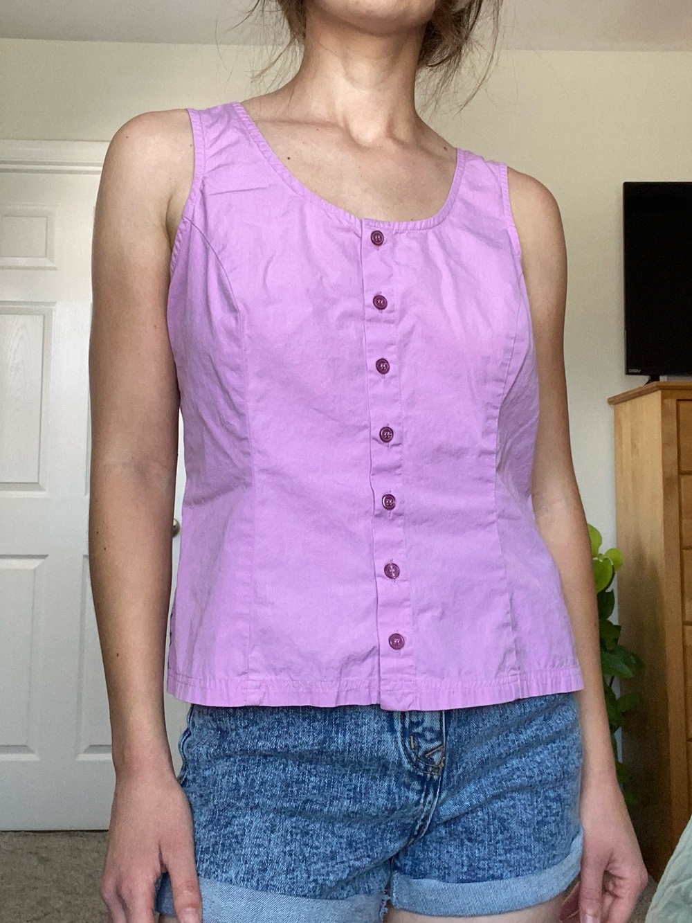 Bay Studio Lilac Button-Front Sleeveless Top